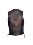 Men Motorcycle Leather Vest Vintage Classic Distressed American Eagle
