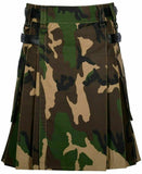 Mens Army Camo Utility Tactical Duty Kilt Front