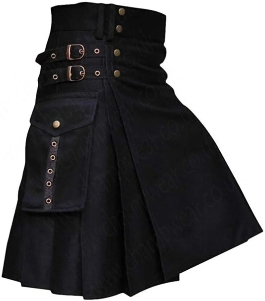 Men's Utility Traditional Scottish Kilt With Cargo Pockets