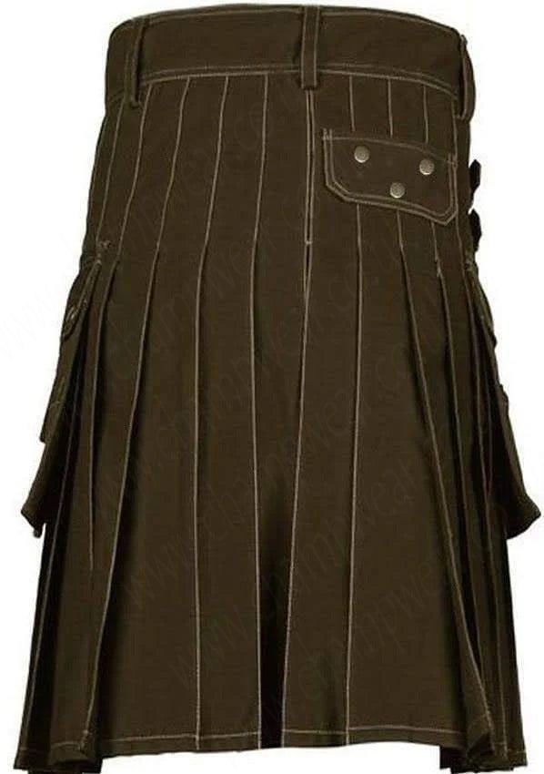 Men's Scottish Chocolate Brown Deluxe Utility Fashion Kilt