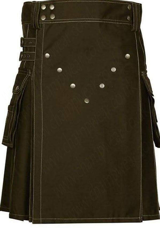Men's Scottish Chocolate Brown Deluxe Utility Fashion Kilt