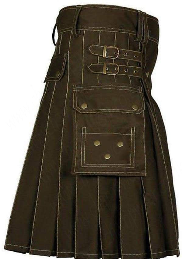 Men's Scottish Chocolate Brown Deluxe Utility Fashion Kilt