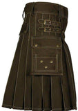 Men's Scottish Chocolate Brown Deluxe Utility Fashion Kilt