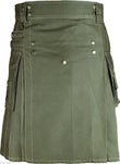 Men's Scottish Olive Green Deluxe Utility Kilt