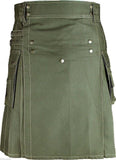 Men's Scottish Olive Green Deluxe Utility Kilt