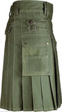 Men's Scottish Olive Green Deluxe Utility Kilt