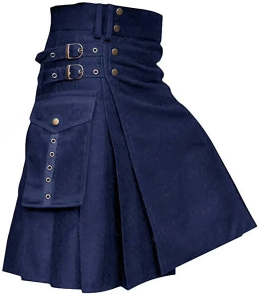 Men's Utility Traditional Scottish Kilt Pleated with Cargo Pockets