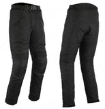 Mens All Black Waterproof Armoured Motorcycle Motorbike Biker Trousers