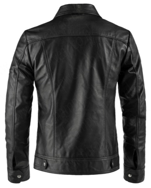 Mens Black Slim Fit Biker Leather Jacket