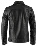 Mens Black Slim Fit Biker Leather Jacket