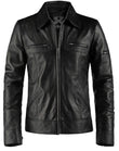 Mens Black Slim Fit Biker Leather Jacket