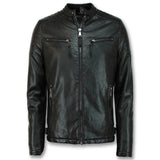 Mens Cafe Racer Biker Leather Jacket
