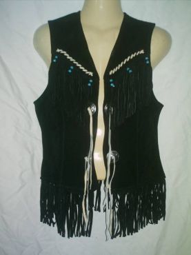 Mens Cowboy Buckskin Suede Western Vests Native Fringes