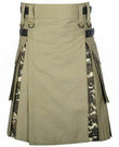 Mens Khaki Cotton Camou Utility Hybrid Kilt