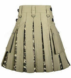 Mens Khaki Cotton Camou Utility Hybrid Kilt