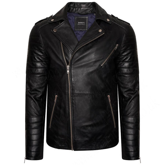 Mens Real Leather  Biker Jacket