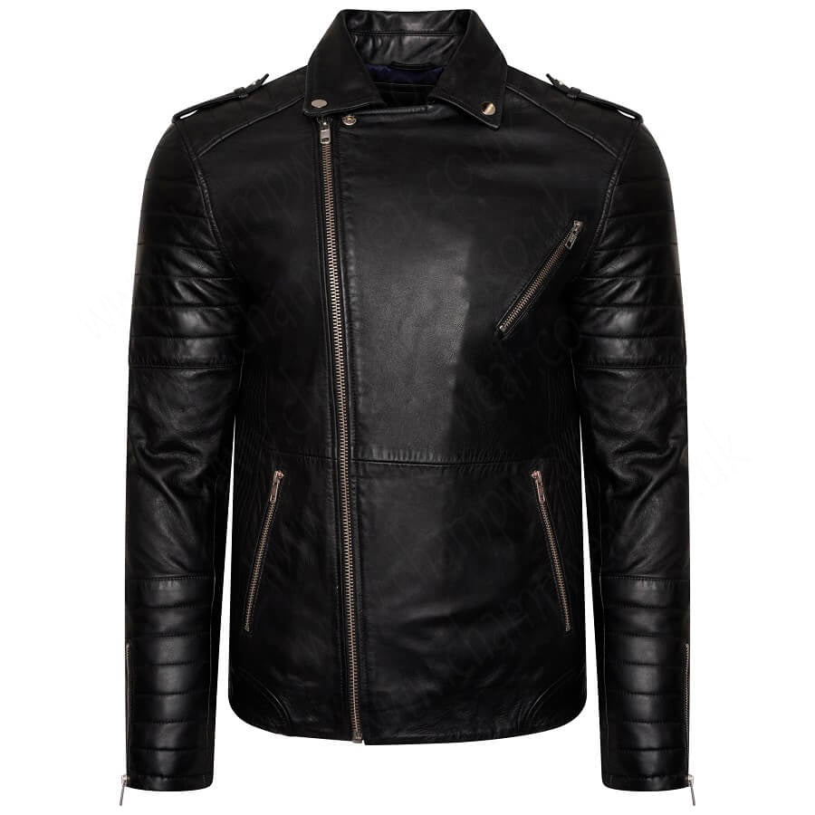 Mens Real Leather  Biker Jacket