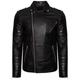 Mens Real Leather  Biker Jacket