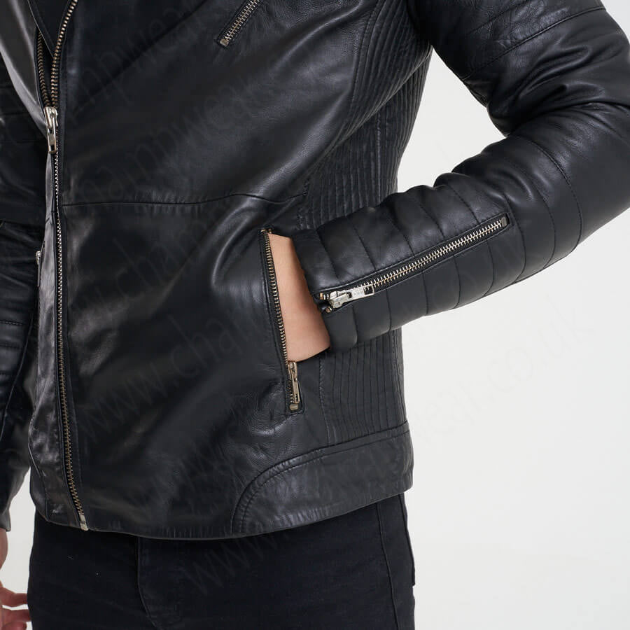 Mens Real Leather  Biker Jacket