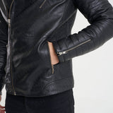 Mens Real Leather  Biker Jacket