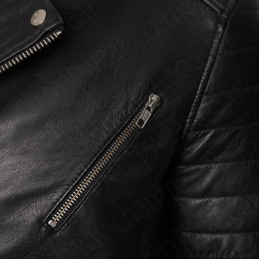 Mens Real Leather  Biker Jacket