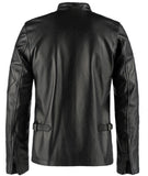Mens X Black Vintage Racer Red & White Strip Motorcycle Biker Leather Jacket