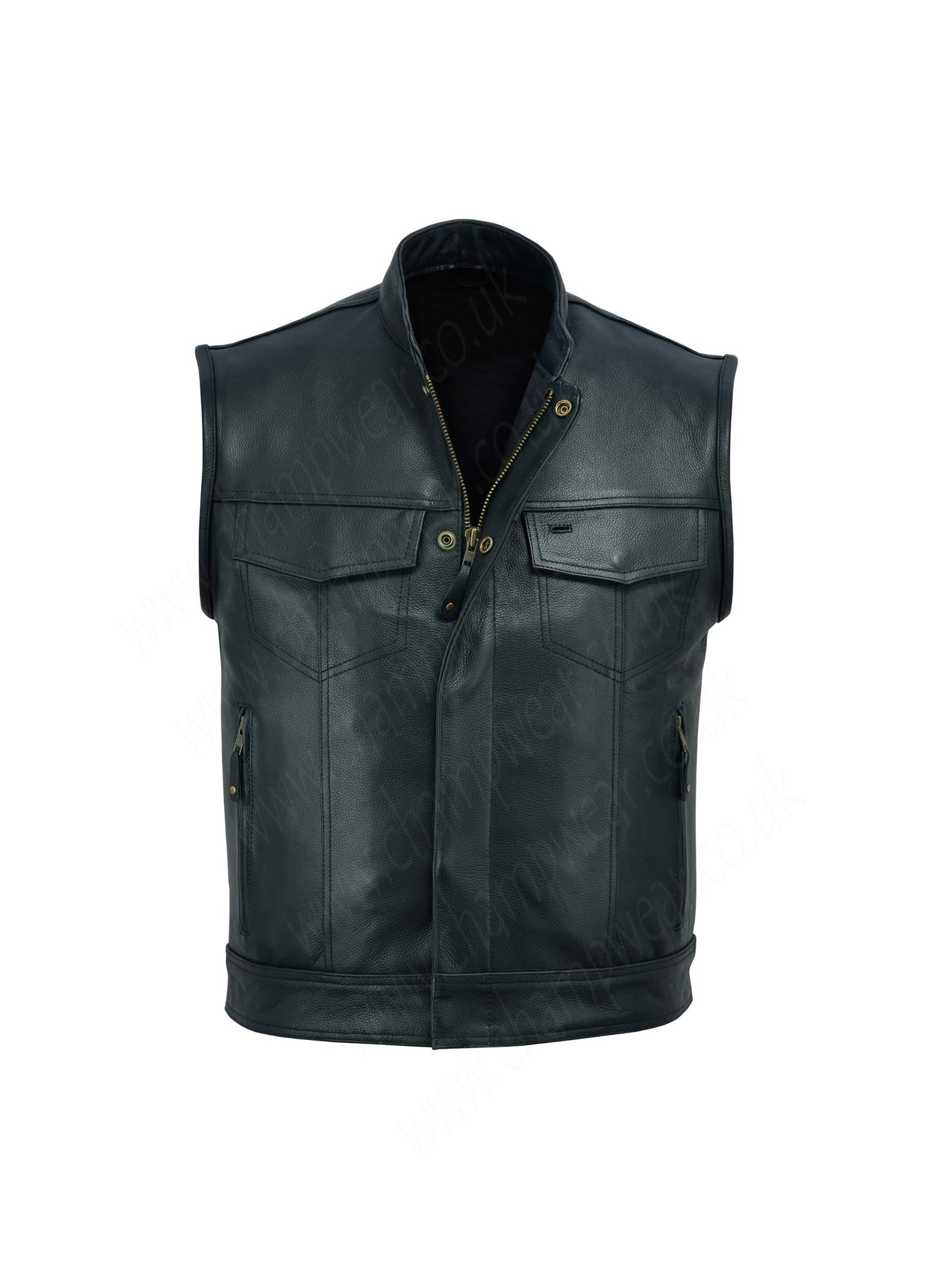 Mens Motorbike Leather Vest