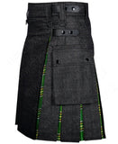Modern Hybrid Black Denim & Irish Tartan Kilt