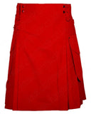 Red Cotton Fashion Sports Utility Kilt