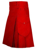 Red Cotton Fashion Sports Utility Kilt