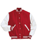Red & White Varsity Letterman baseball jacket Wool Body & Leather Sleeves