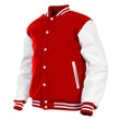 Red & White Varsity Letterman baseball jacket Wool Body & Leather Sleeves