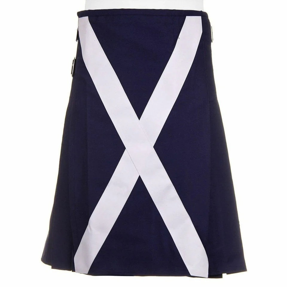 Scottish Flag Utility Kilt  Custom Blue Cotton Kilt for Men