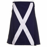 Scottish Flag Utility Kilt  Custom Blue Cotton Kilt for Men