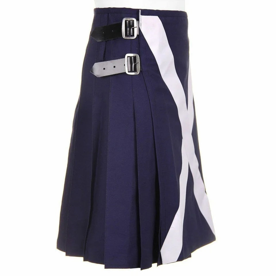 Scottish Flag Utility Kilt  Custom Blue Cotton Kilt for Men