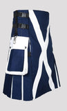 Scottish Flag Utility Kilt  Custom Blue Cotton Kilt for Men