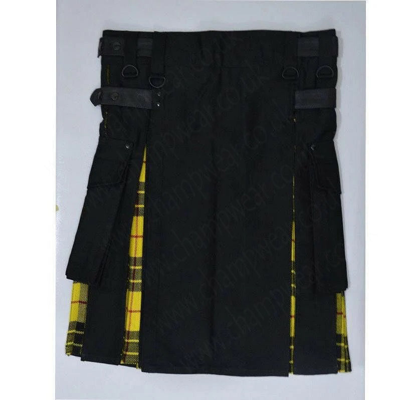 Scottish Hybrid Black & Mecleod of Lewis Tartan Kilt Men