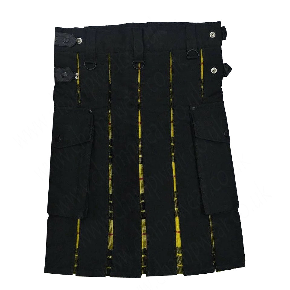 Scottish Hybrid Black & Mecleod of Lewis Tartan Kilt Men