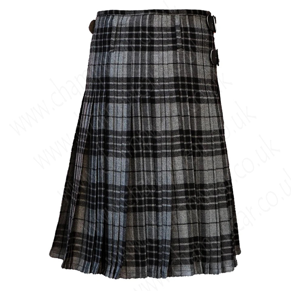 Scottish Traditional Tartan Kilt Highland Grey 8 Yard