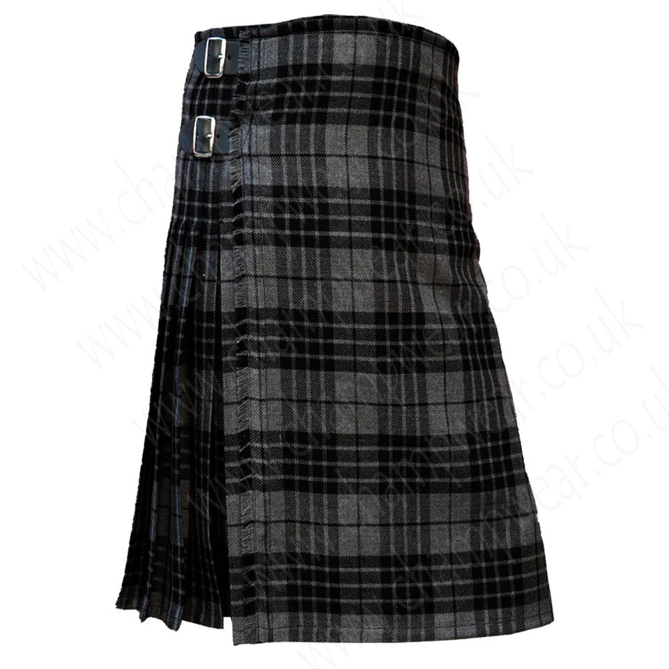 Scottish Traditional Tartan Kilt Highland Grey 8 Yard