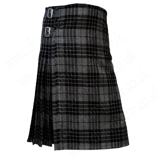 Scottish Traditional Tartan Kilt Highland Grey 8 Yard