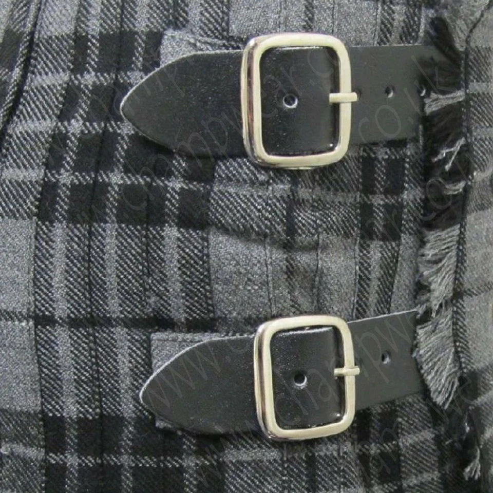 Scottish Traditional Tartan Kilt Highland Grey 8 Yard
