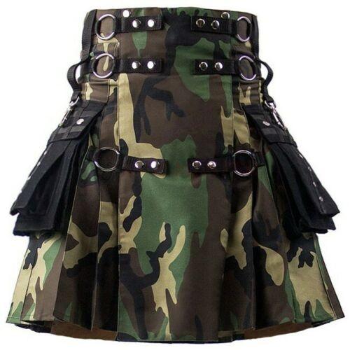 Tactical Camouflage Kilt with Black Cargo Pockets