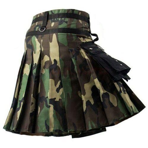 Tactical Camouflage Kilt with Black Cargo Pockets