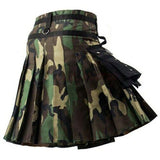 Tactical Camouflage Kilt with Black Cargo Pockets