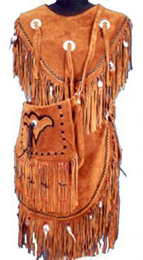 Traditional Buckskin Fringe Outfit with Bone Accents