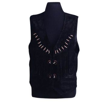 Traditional black suede vest with classic Western influences.