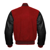 Varsity Letterman baseball jacket Wool Body & Leather Sleeves Red & Black