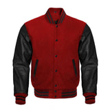 Varsity Letterman baseball jacket Wool Body & Leather Sleeves Red & Black