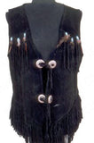 Vintage Black Suede Fringe Tassel Beads & Feathers Waistcoats